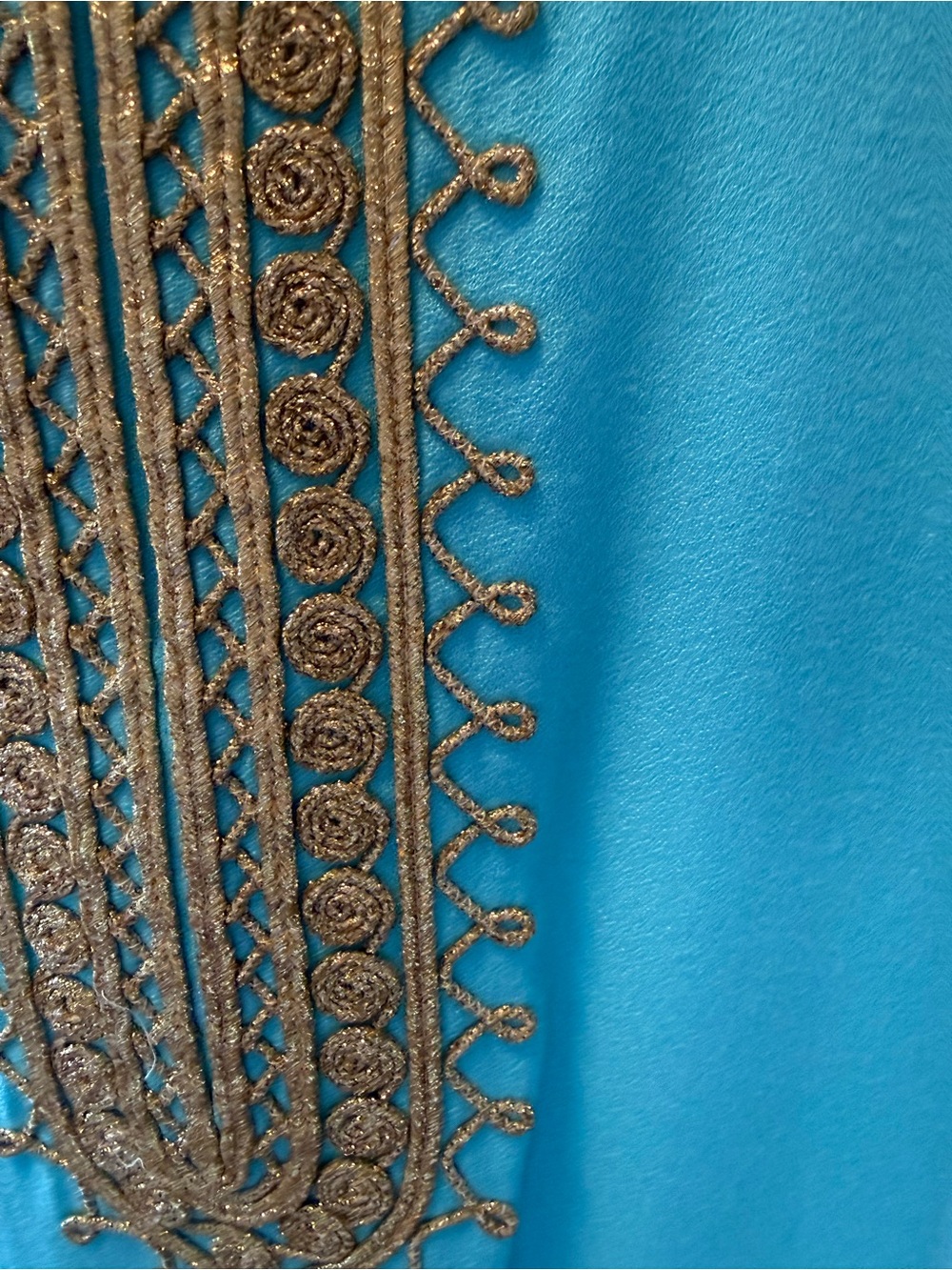 Lilly Pulitzer Turquoise Dress with Gold Embellished Bib - Picture 3 of 6